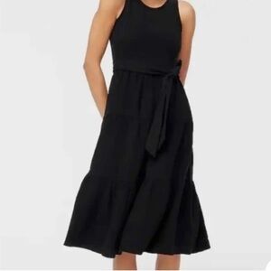 J.Crew belted tiered crew neck sleeveless black dress size 00 NWOT